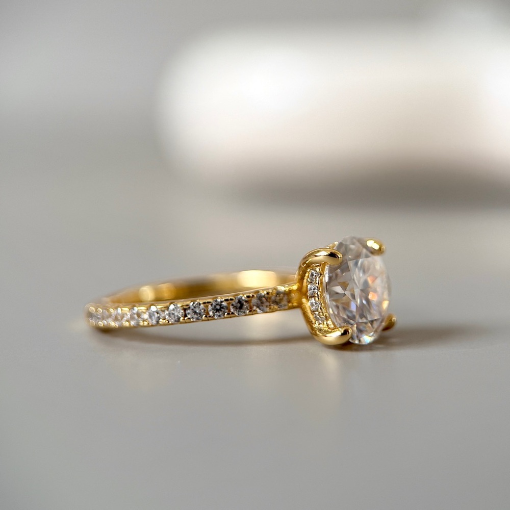 2ct S925 Moissanite Ring Hidden Halo Engagement Ring Sterling Silver 14k Plated - Picture 3 of 10
